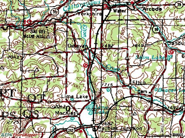 Zip code 14042 topographic map