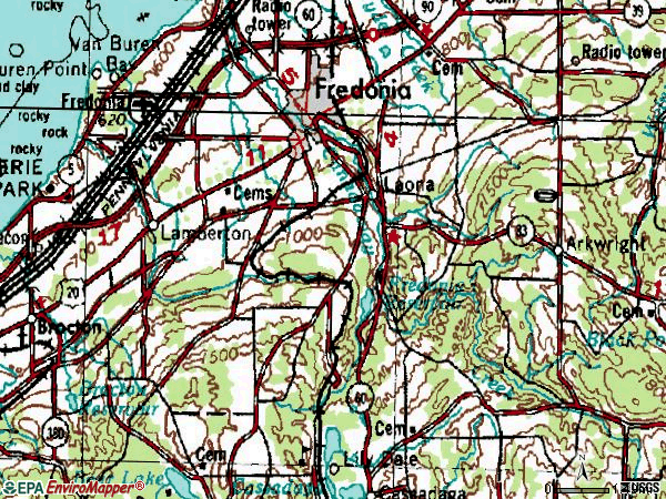 Zip code 14063 topographic map