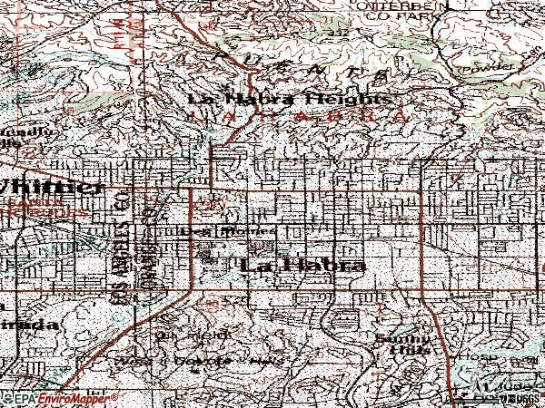 Zip code 90631 topographic map