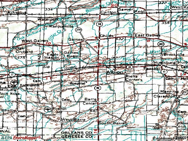 Zip code 14411 topographic map