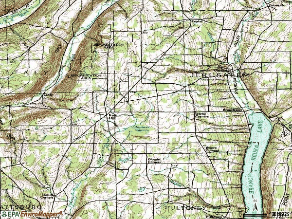Zip code 14418 topographic map