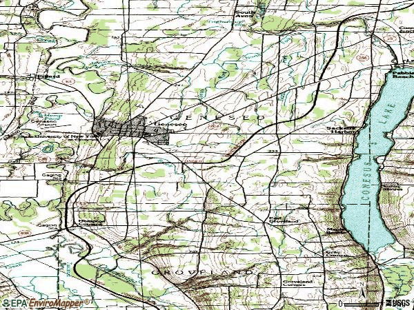 Zip code 14454 topographic map