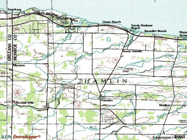 Zip code 14464 topographic map