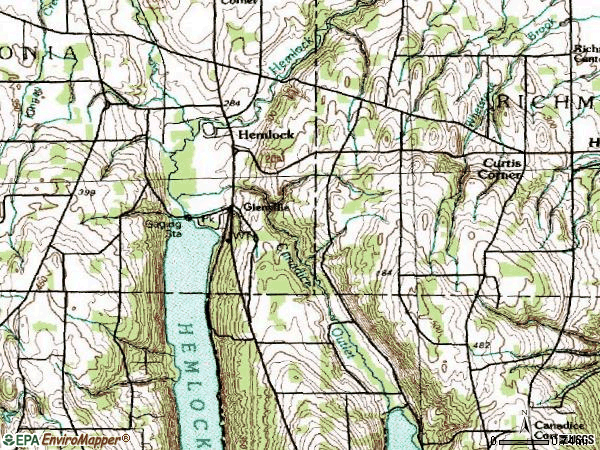 Zip code 14466 topographic map