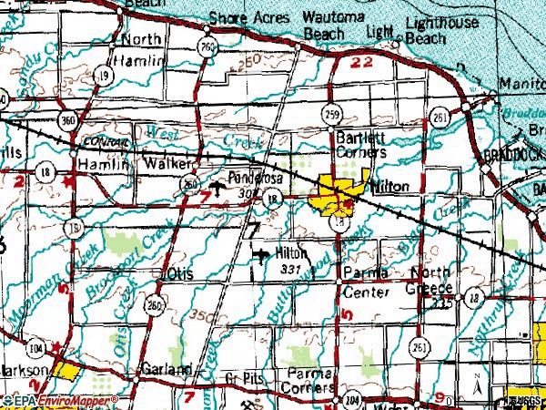 Zip code 14468 topographic map