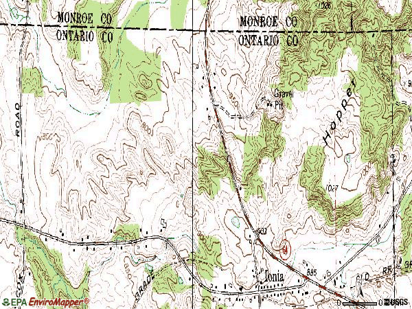 Zip code 14475 topographic map