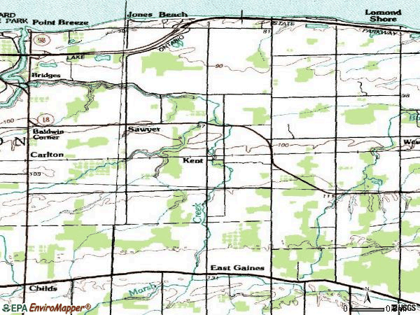 Zip code 14477 topographic map