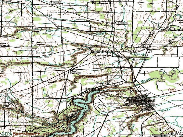 Zip code 14481 topographic map