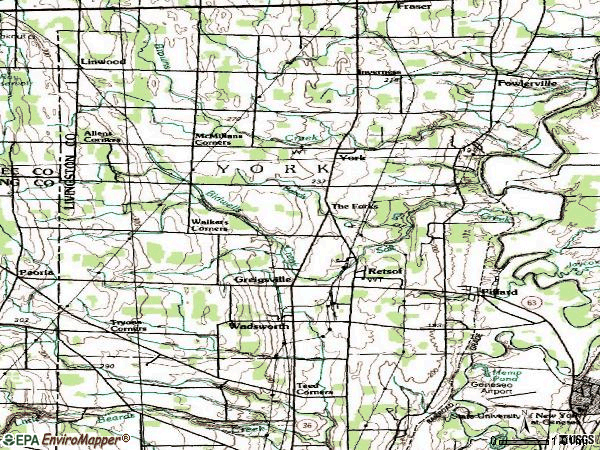 Zip code 14533 topographic map