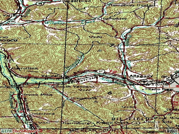 Zip code 14706 topographic map