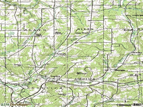 Zip code 14709 topographic map