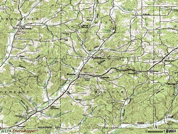 Zip code 14715 topographic map