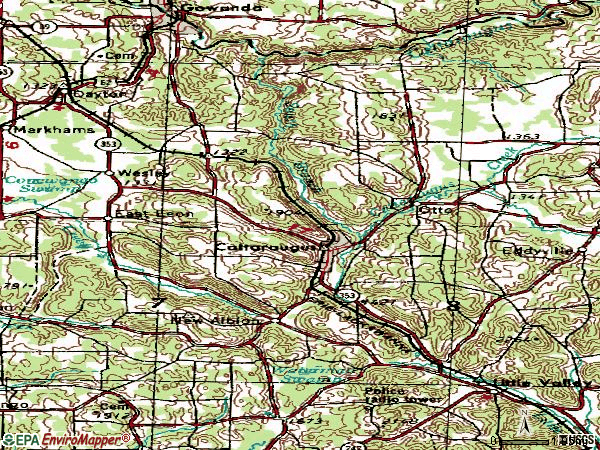 Zip code 14719 topographic map