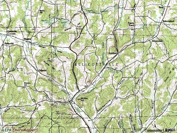 Zip code 14731 topographic map