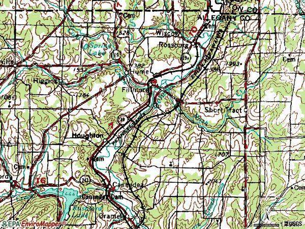 Zip code 14735 topographic map