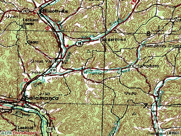 Zip code 14741 topographic map