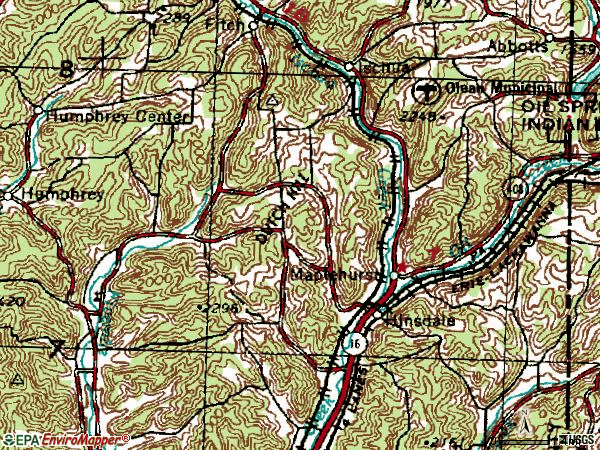 Zip code 14743 topographic map