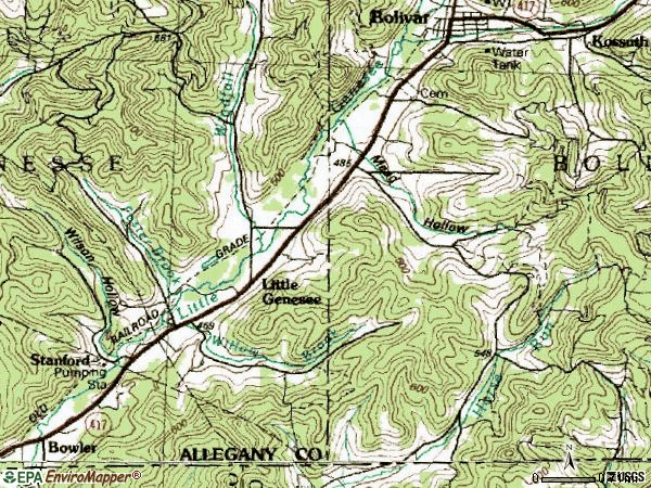 Zip code 14754 topographic map