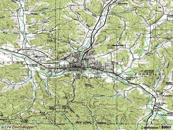 Zip code 14760 topographic map