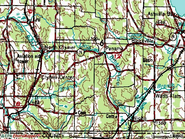 Zip code 14767 topographic map