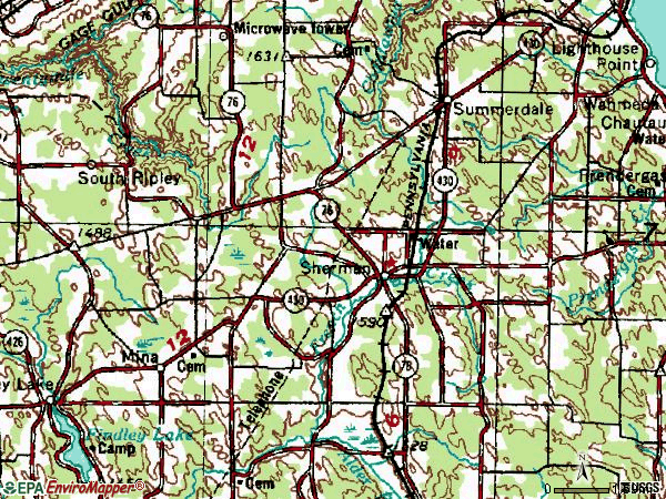 Zip code 14781 topographic map