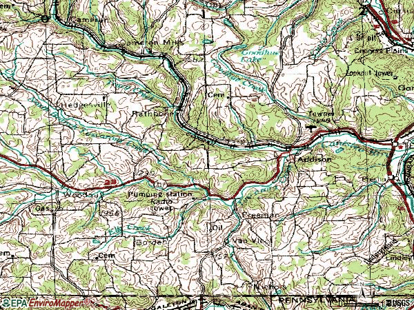 Zip code 14801 topographic map