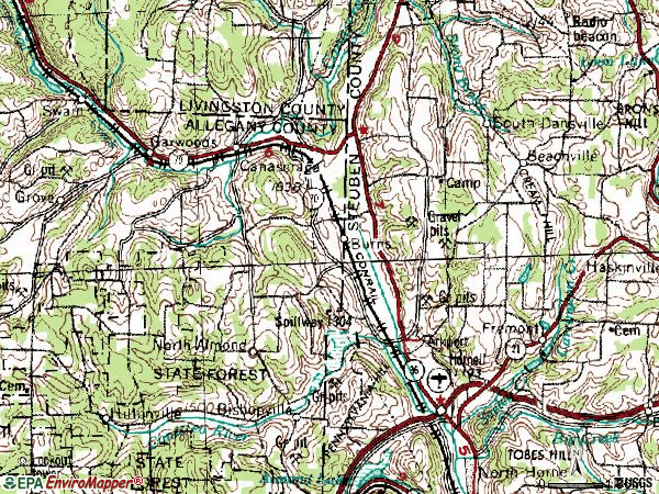 Zip code 14807 topographic map