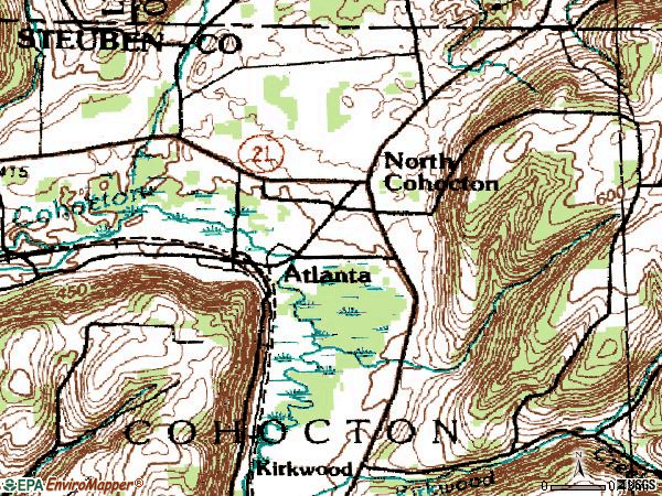 Zip code 14808 topographic map