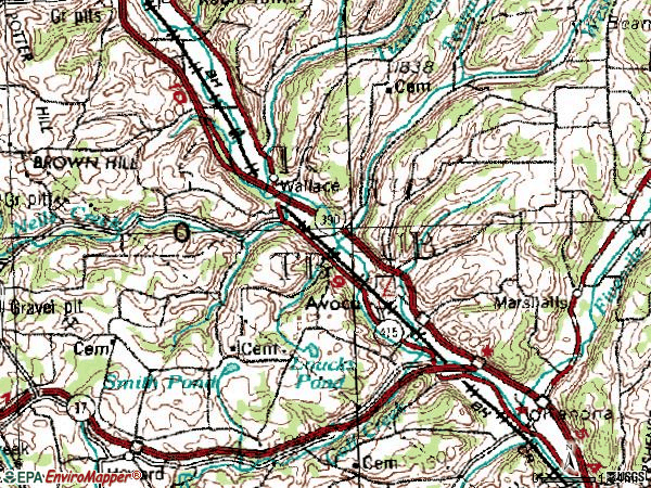 Zip code 14809 topographic map