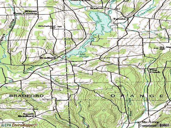 Zip code 14815 topographic map