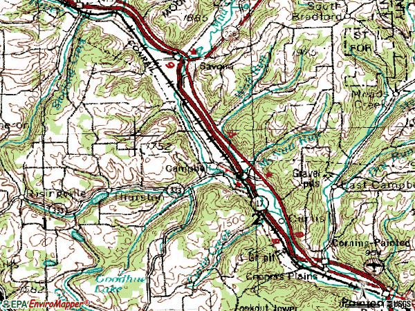 Zip code 14821 topographic map