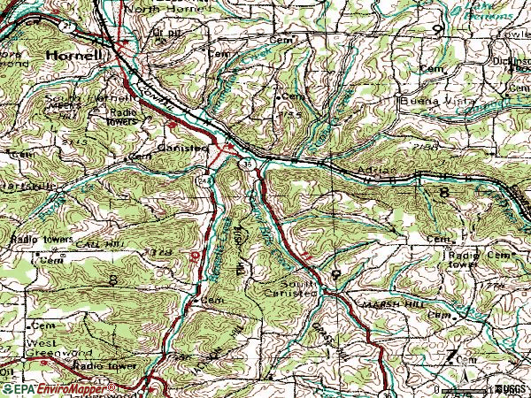 Zip code 14823 topographic map