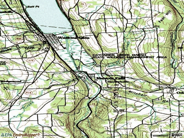 Zip code 14865 topographic map