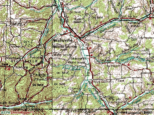 Zip code 14895 topographic map