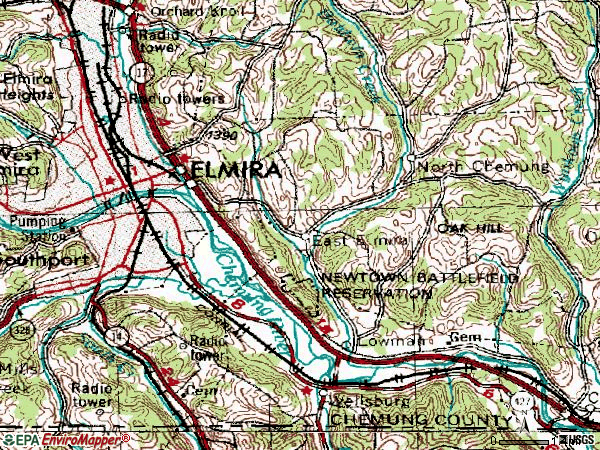 Zip code 14901 topographic map