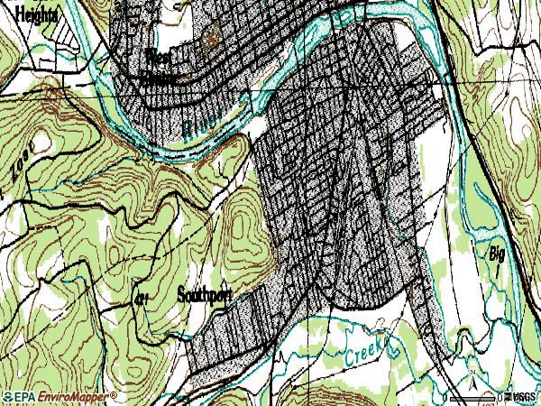 Zip code 14904 topographic map