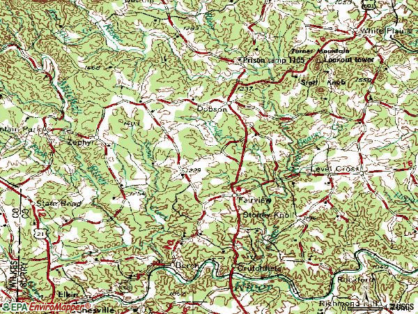 Zip code 27017 topographic map