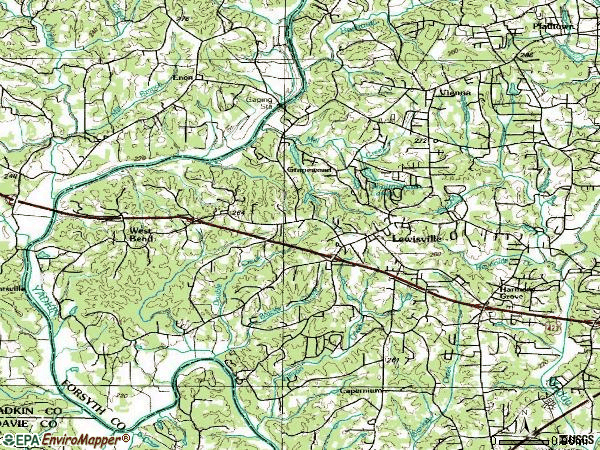 Zip code 27023 topographic map