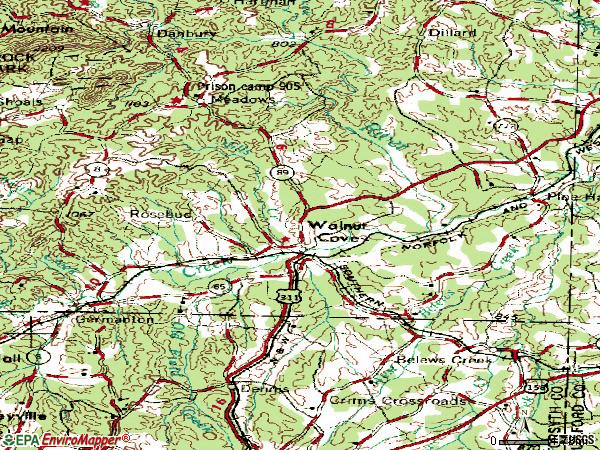 Zip code 27052 topographic map