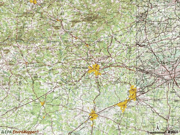 Zip code 27055 topographic map