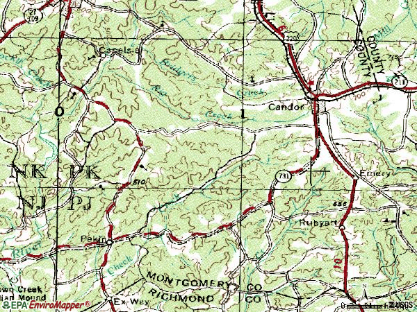 Zip code 27229 topographic map