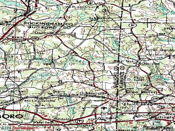 Zip code 27249 topographic map