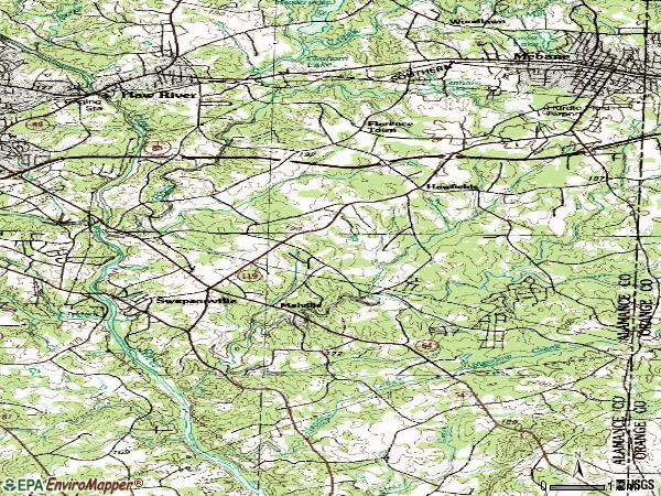 Zip code 27258 topographic map