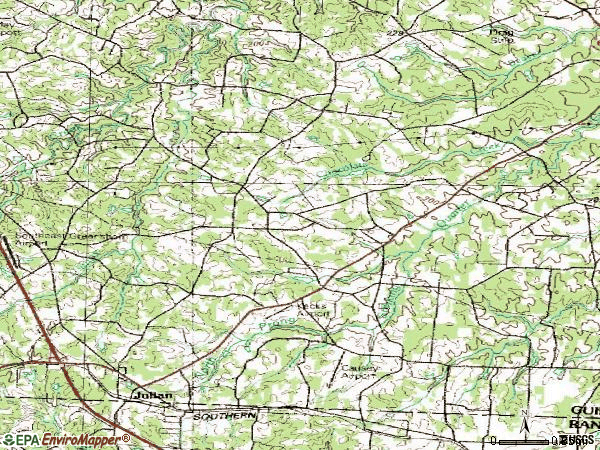 Zip code 27283 topographic map