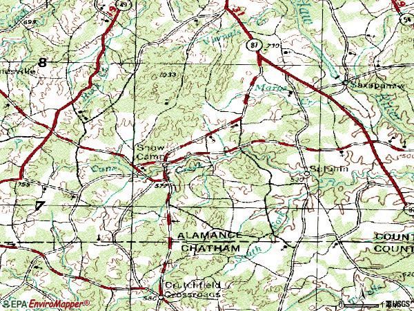 Zip code 27349 topographic map