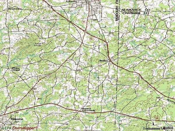 Zip code 27355 topographic map