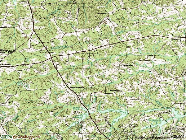 Zip code 27358 topographic map