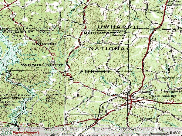 Zip code 27371 topographic map