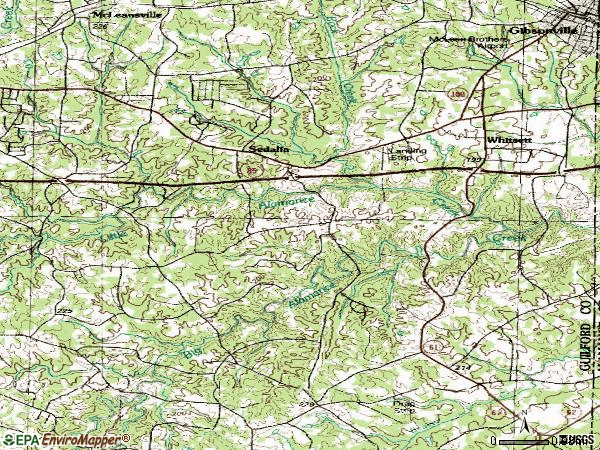 Zip code 27377 topographic map