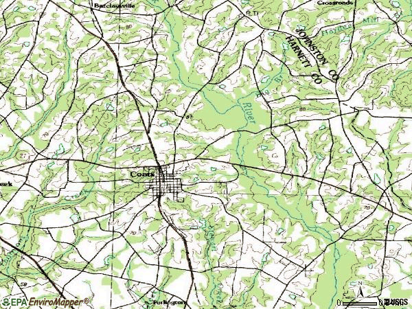 Zip code 27521 topographic map